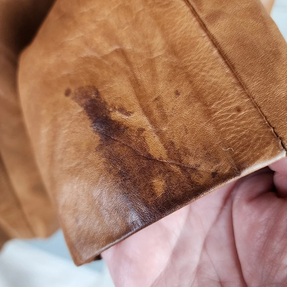 Marc New York Andrew Marc Leather Jacket Zip Front Caramel Size Large - Picture 11 of 16